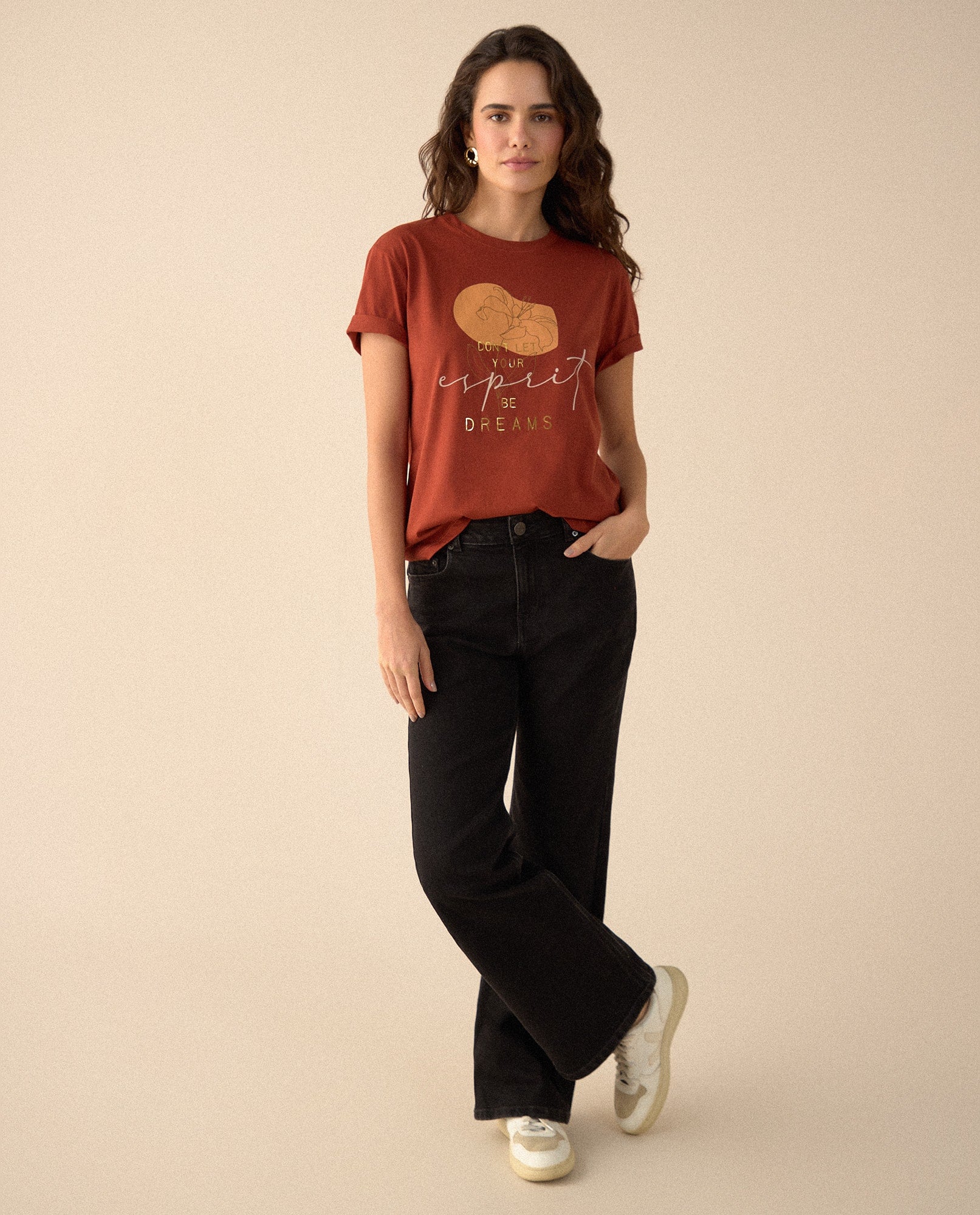 Camiseta manga corta estampada para mujer - Naranja 34_605F361_NAR151054_6