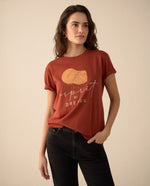 Camiseta manga corta estampada para mujer - Naranja