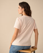 Camiseta manga corta estampada para mujer - Rosa