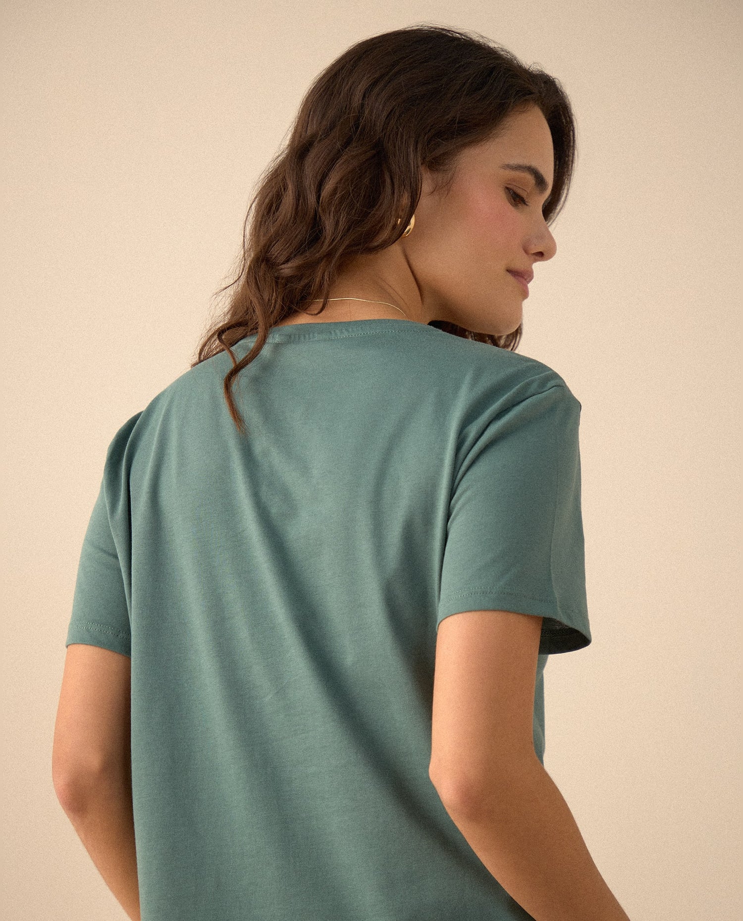  Camiseta con estampado brillante para mujer - Verde