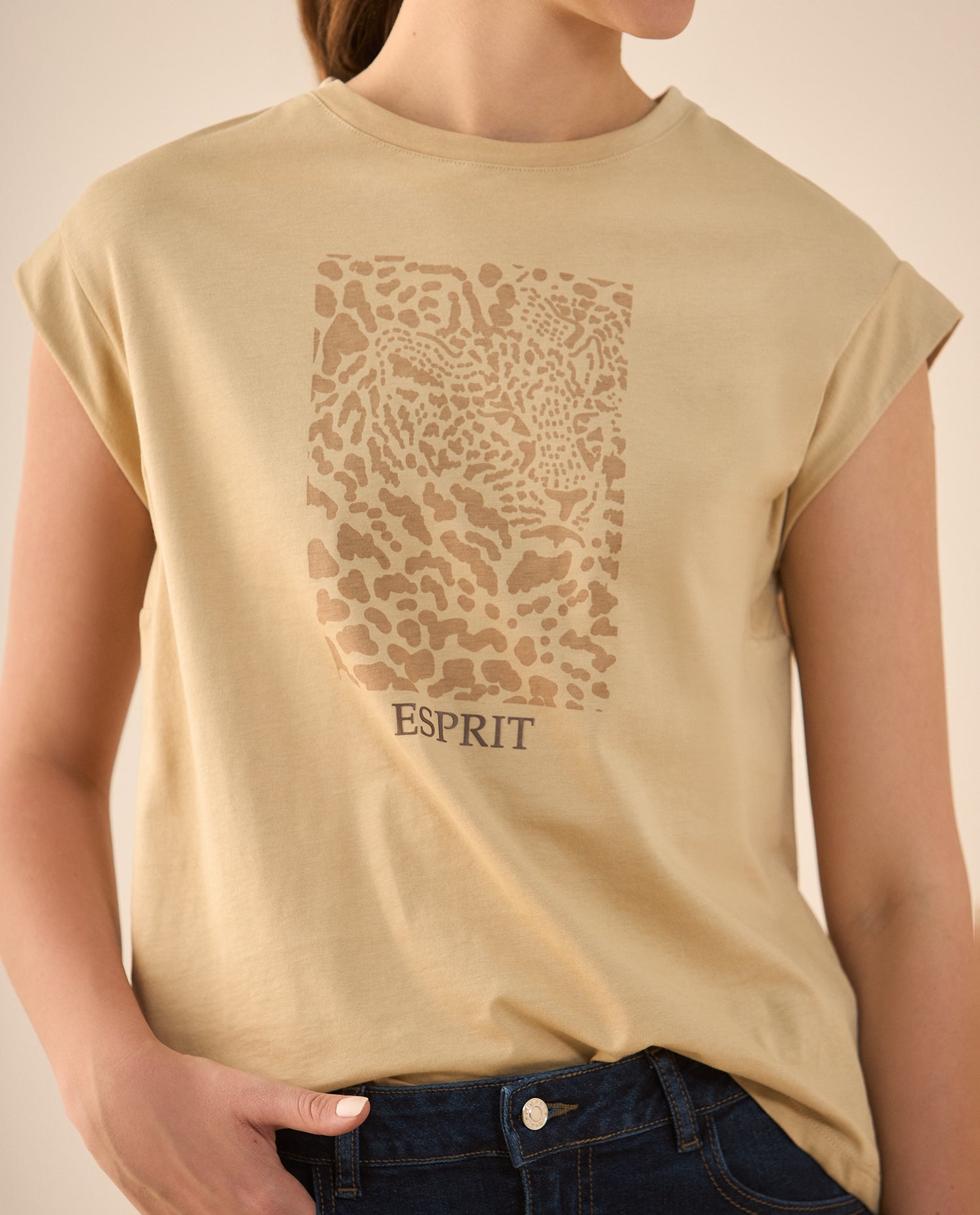 Camiseta de silueta tradicional para mujer - Beige