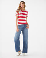 Camiseta con aplique bordado para mujer - Rojo