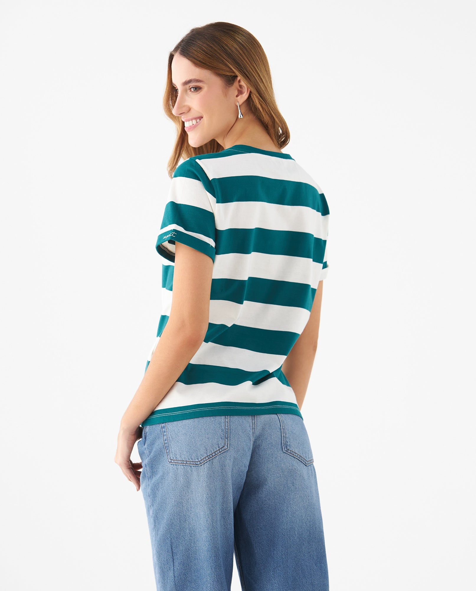 Camiseta con aplique bordado para mujer - Verde 34_609F018_VER195621_4