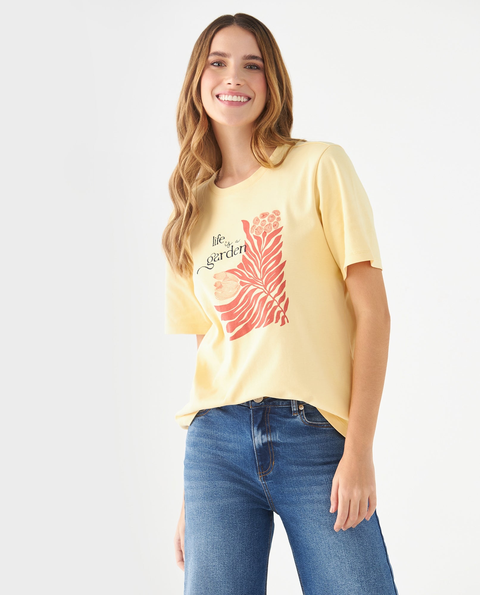Camiseta básica estampada para mujer - Amarillo 34_609F034_AMA130917_0
