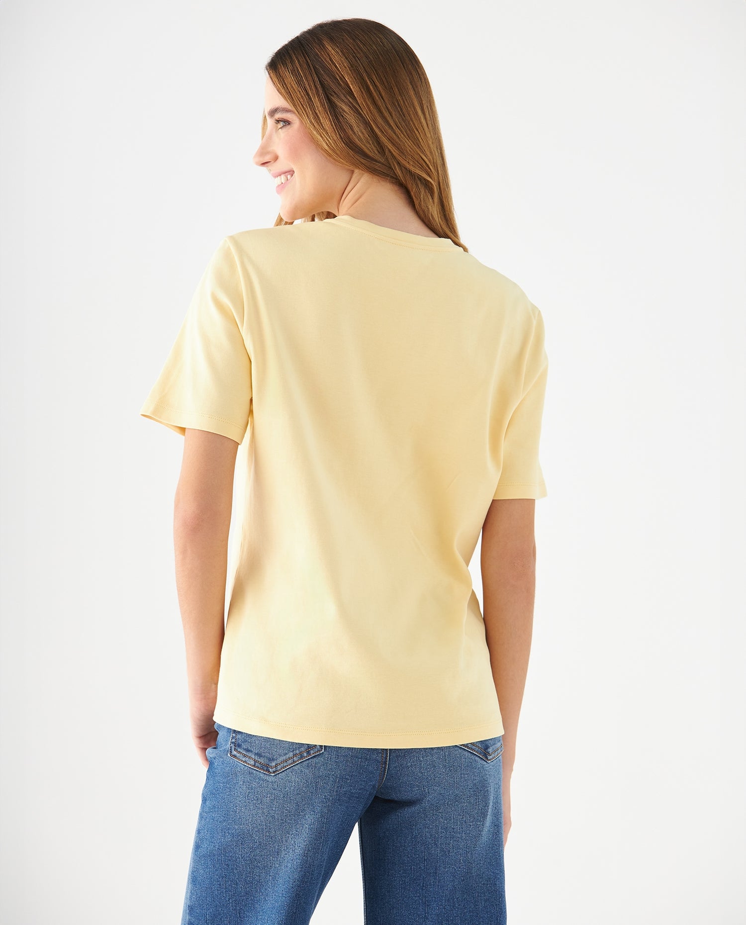 Camiseta básica estampada para mujer - Amarillo
