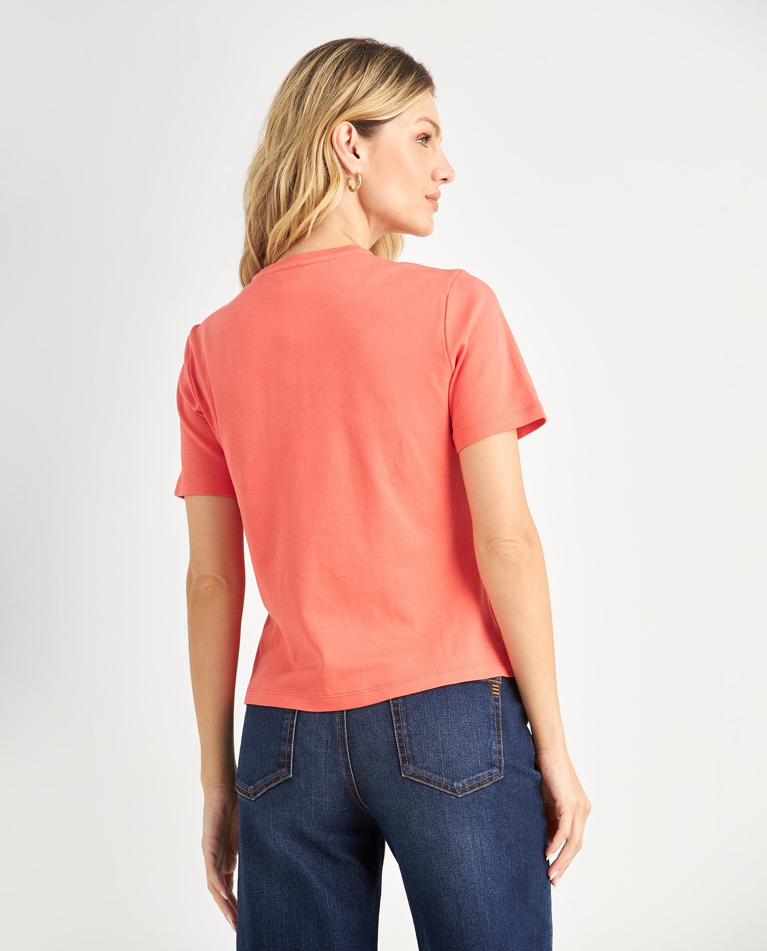 Camiseta básica estampada para mujer - Rosa