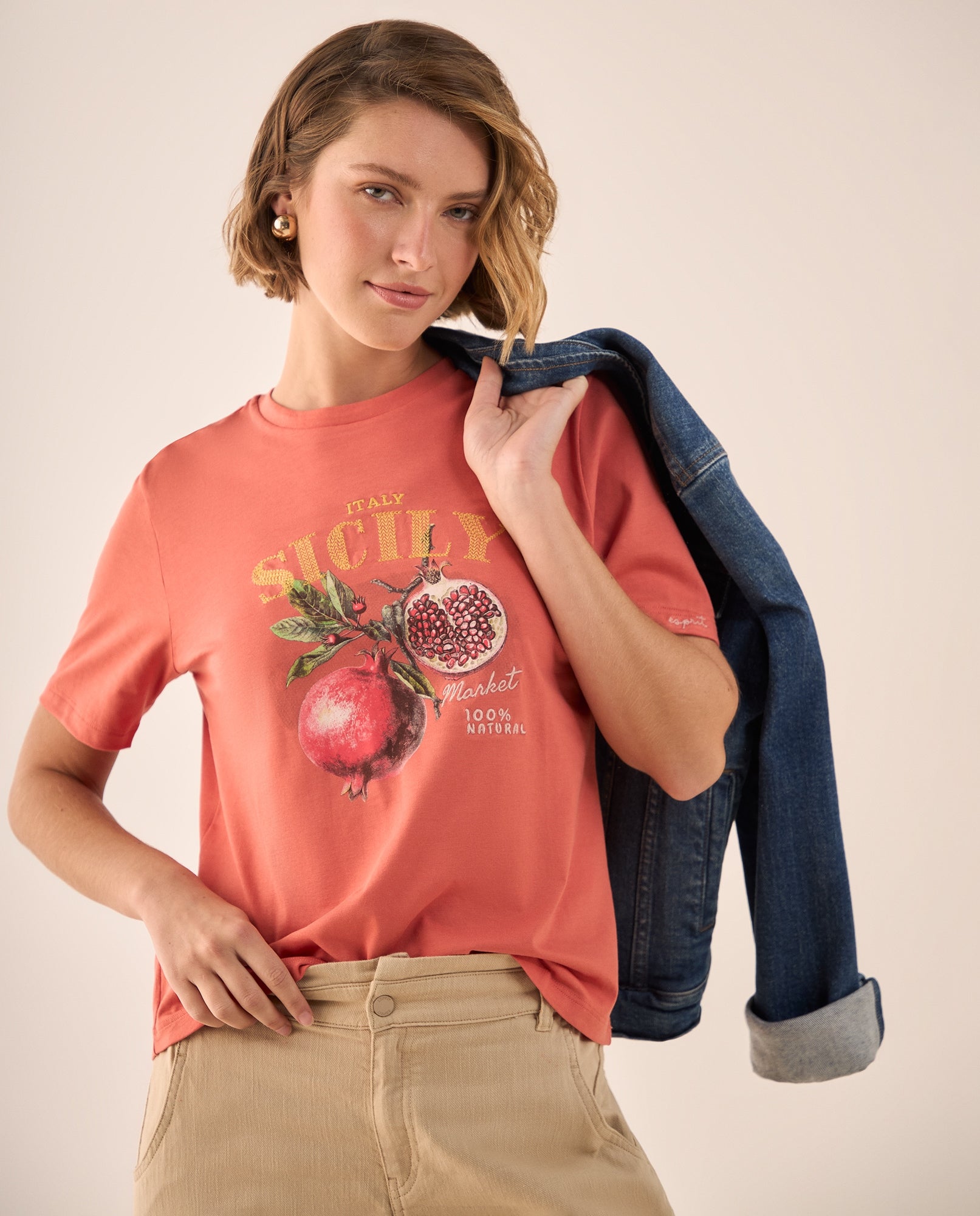 Camiseta Naranja con Estampado Sicily Market - Naranja 34_609G002_NAR171544_0