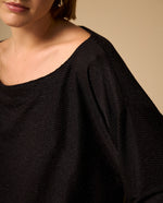 Camiseta Negra con Lurex Off-Shoulder - Negro