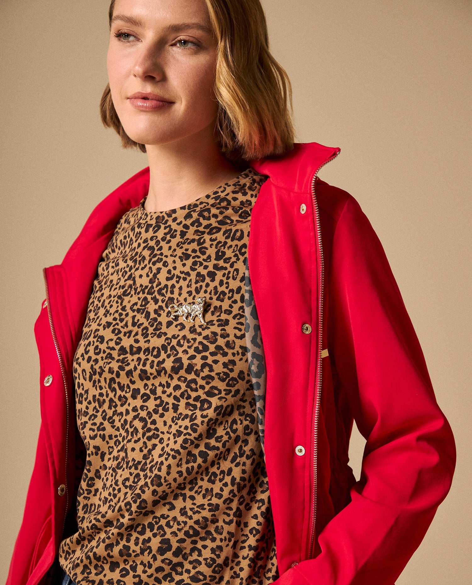 Camiseta Animal Print Beige Premium - Beige