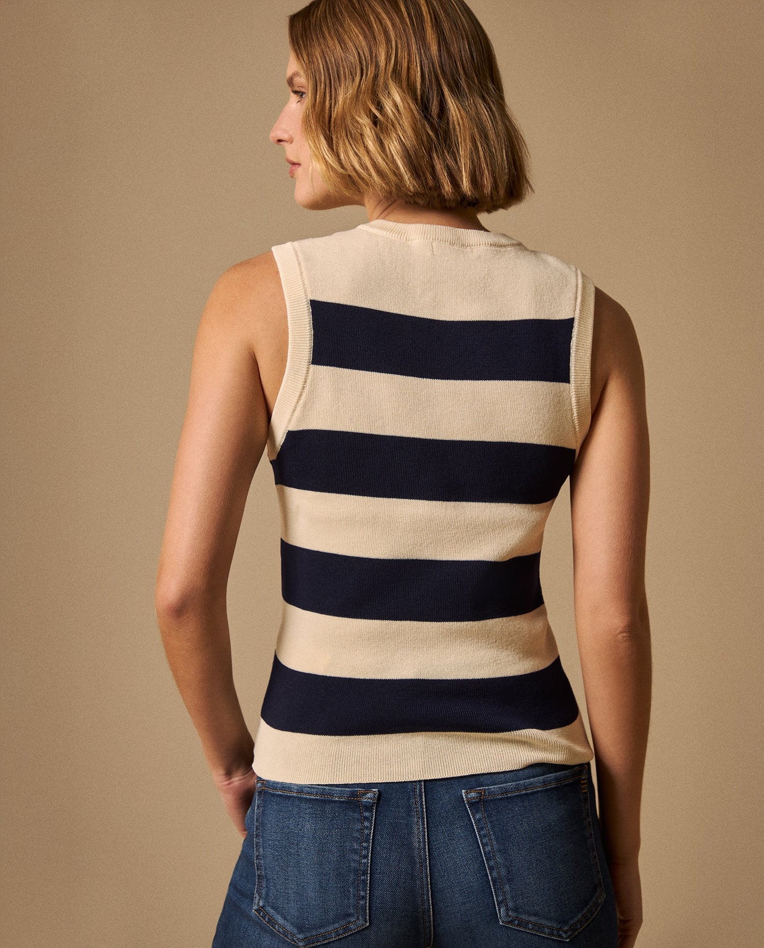 Camiseta Rayas Sin Mangas - Azul