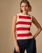 Camiseta Rayas Sin Mangas - Rojo