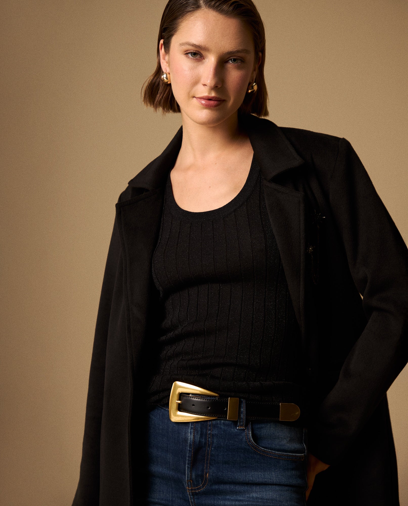 Camiseta Tejida Negro con Detalles Lurex - Negro 34_609G225_NEG190303_0