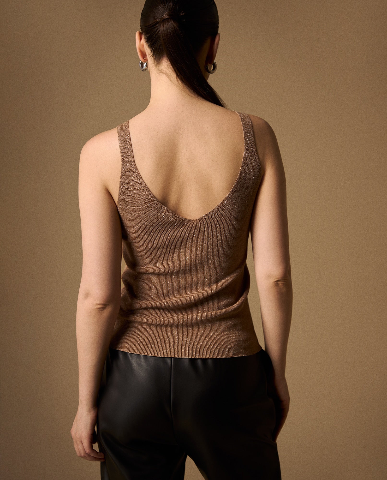 Camiseta Tejida con Lurex Dorado - Café 34_609G226_CAF181029_4