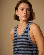 Camiseta Rayas con Detalles Metalizados - Azul