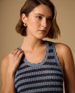 Camiseta Rayas con Detalles Metalizados - Azul