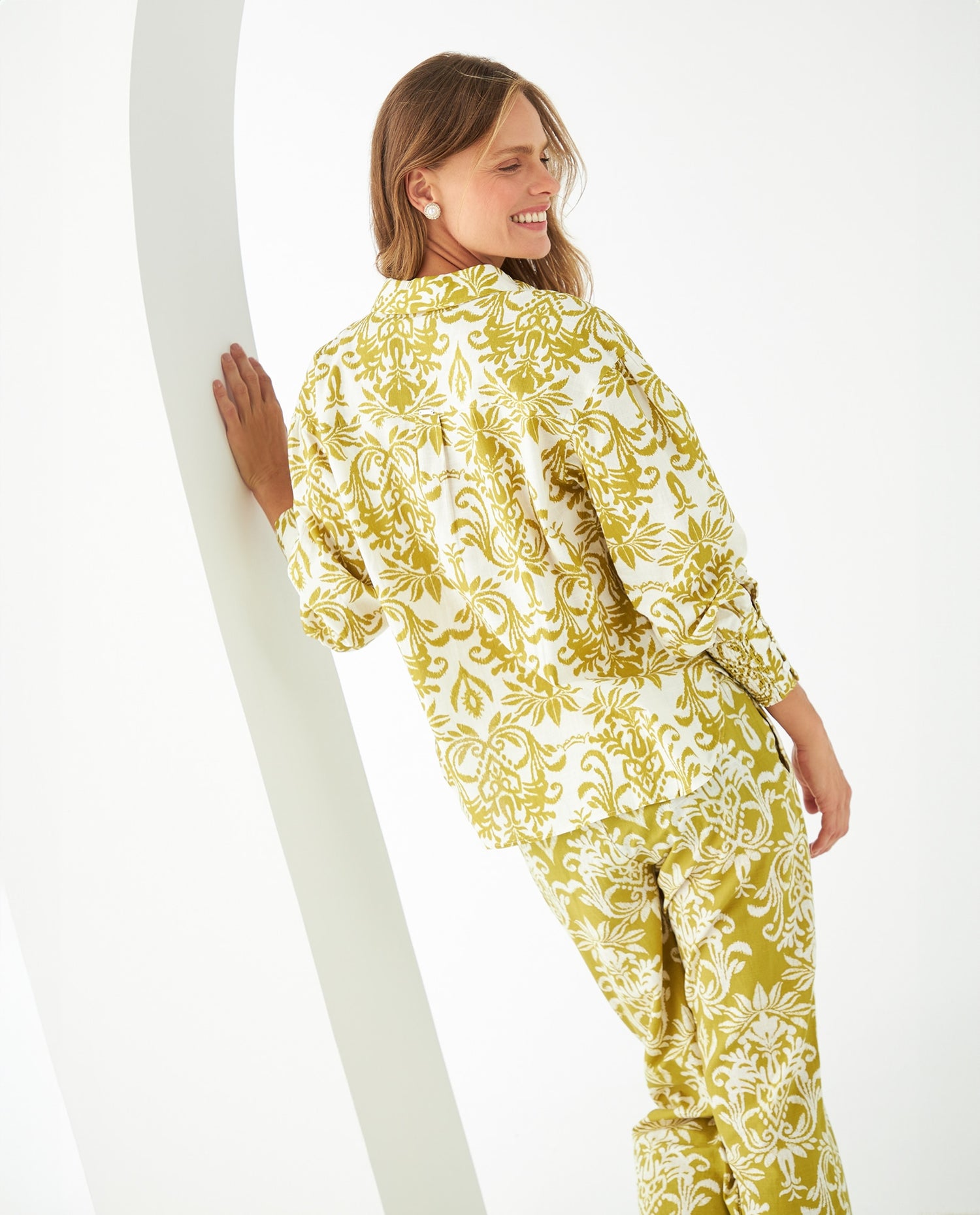 Camisa manga larga estampada para mujer - Verde
