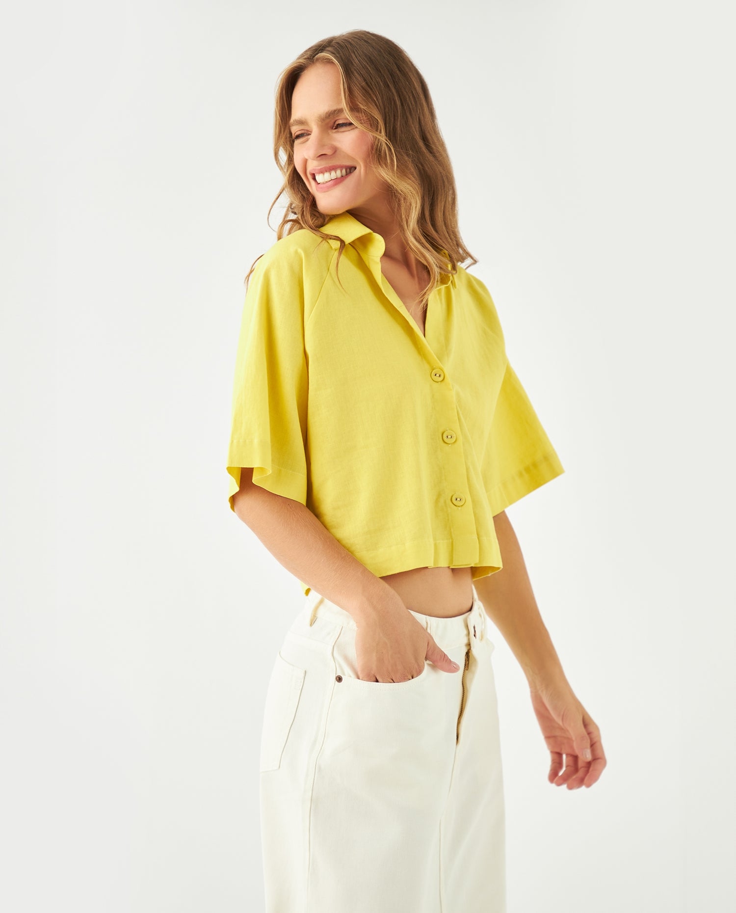 Camisa manga corta para mujer - Verde