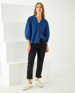 Camisa con escote en V para mujer - Azul