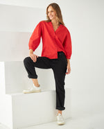 Camisa con escote en V para mujer - Naranja