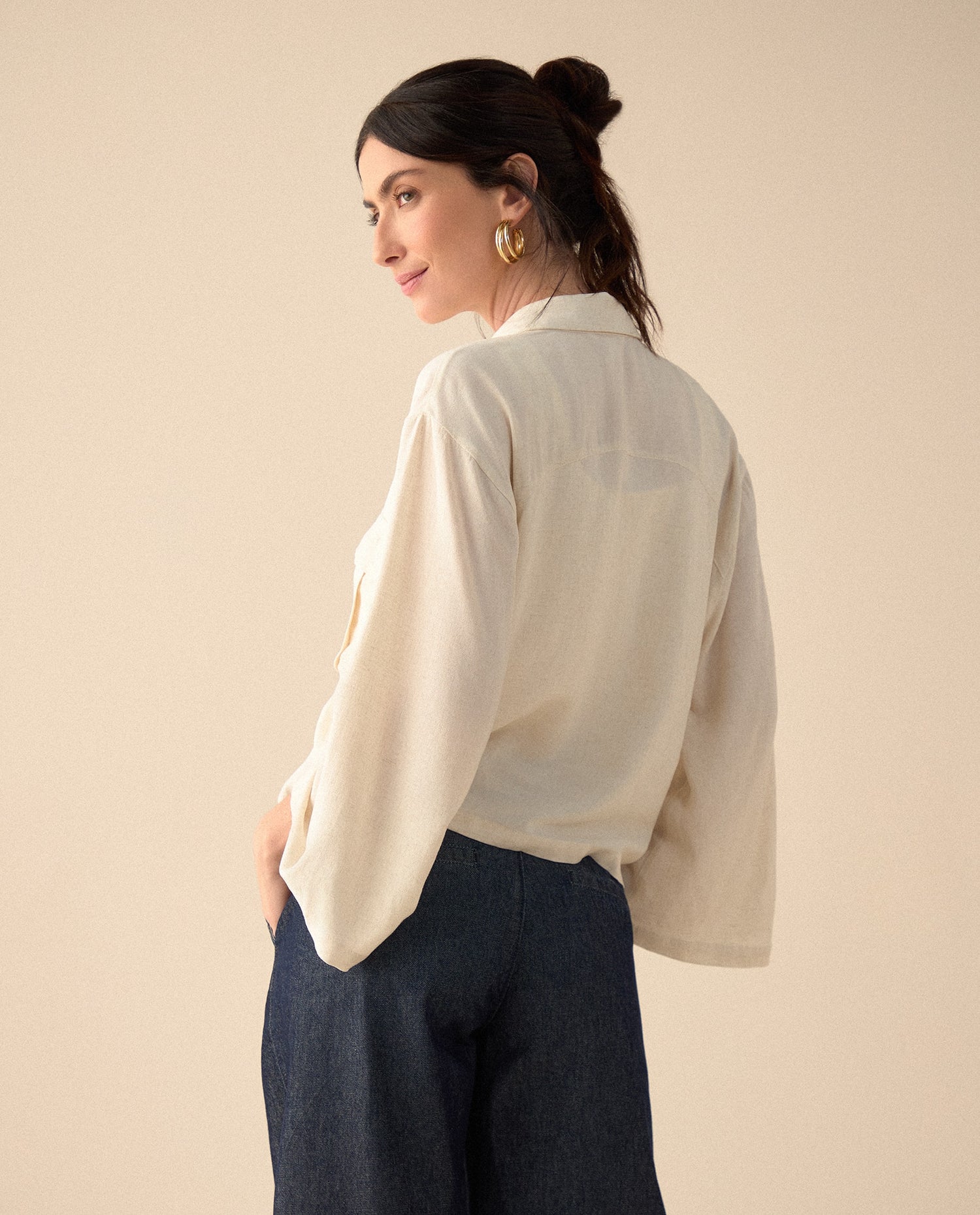 Camisa de silueta amplia para mujer - Crudo