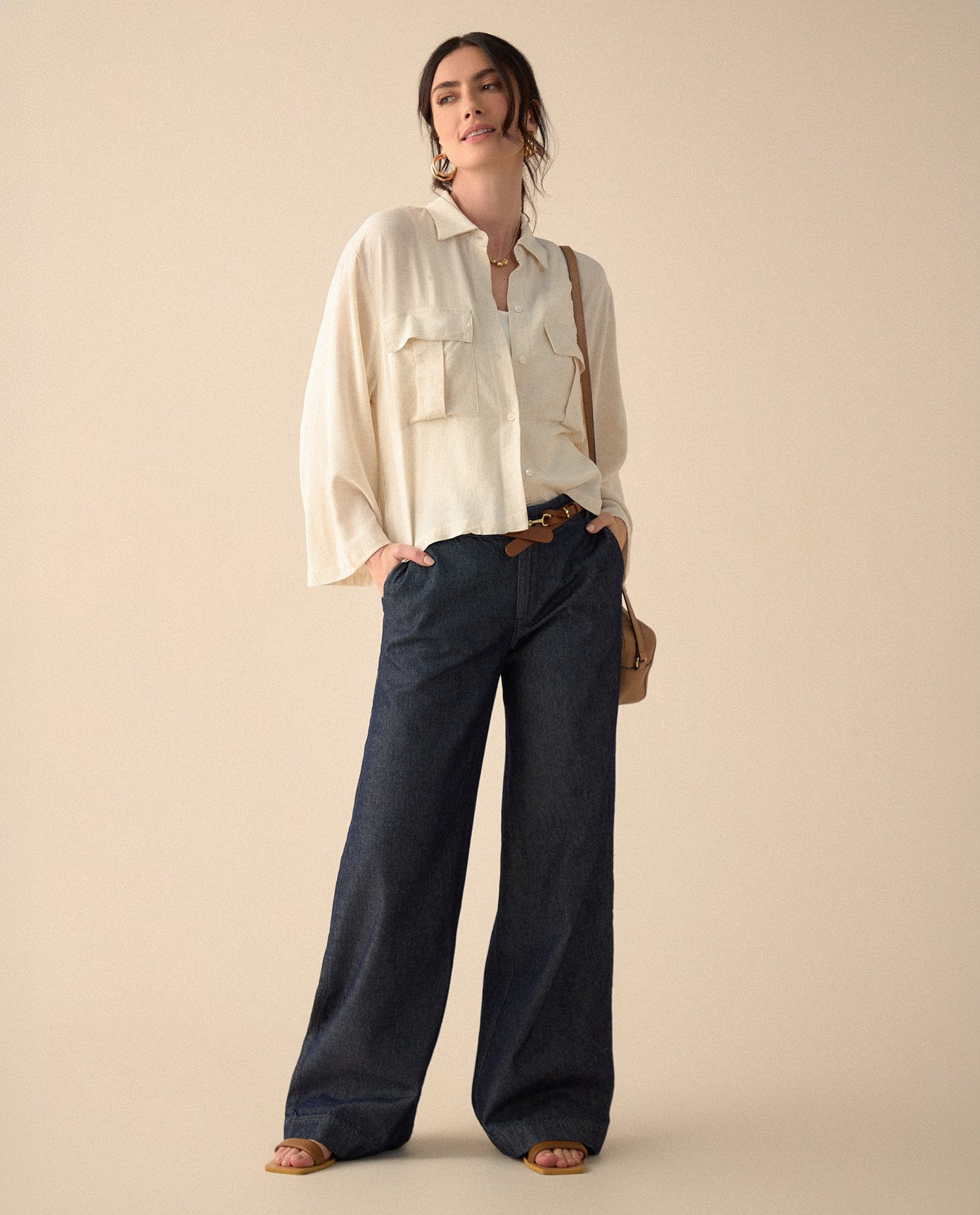 Camisa de silueta amplia para mujer - Crudo