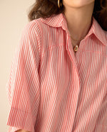 Camisa preteñida a rayas para mujer - Naranja