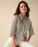 Camisa preteñida a rayas para mujer - Verde