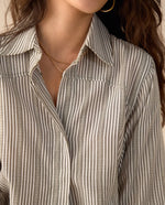 Camisa preteñida a rayas para mujer - Verde