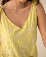 Camisa con escote en V para mujer - Amarillo