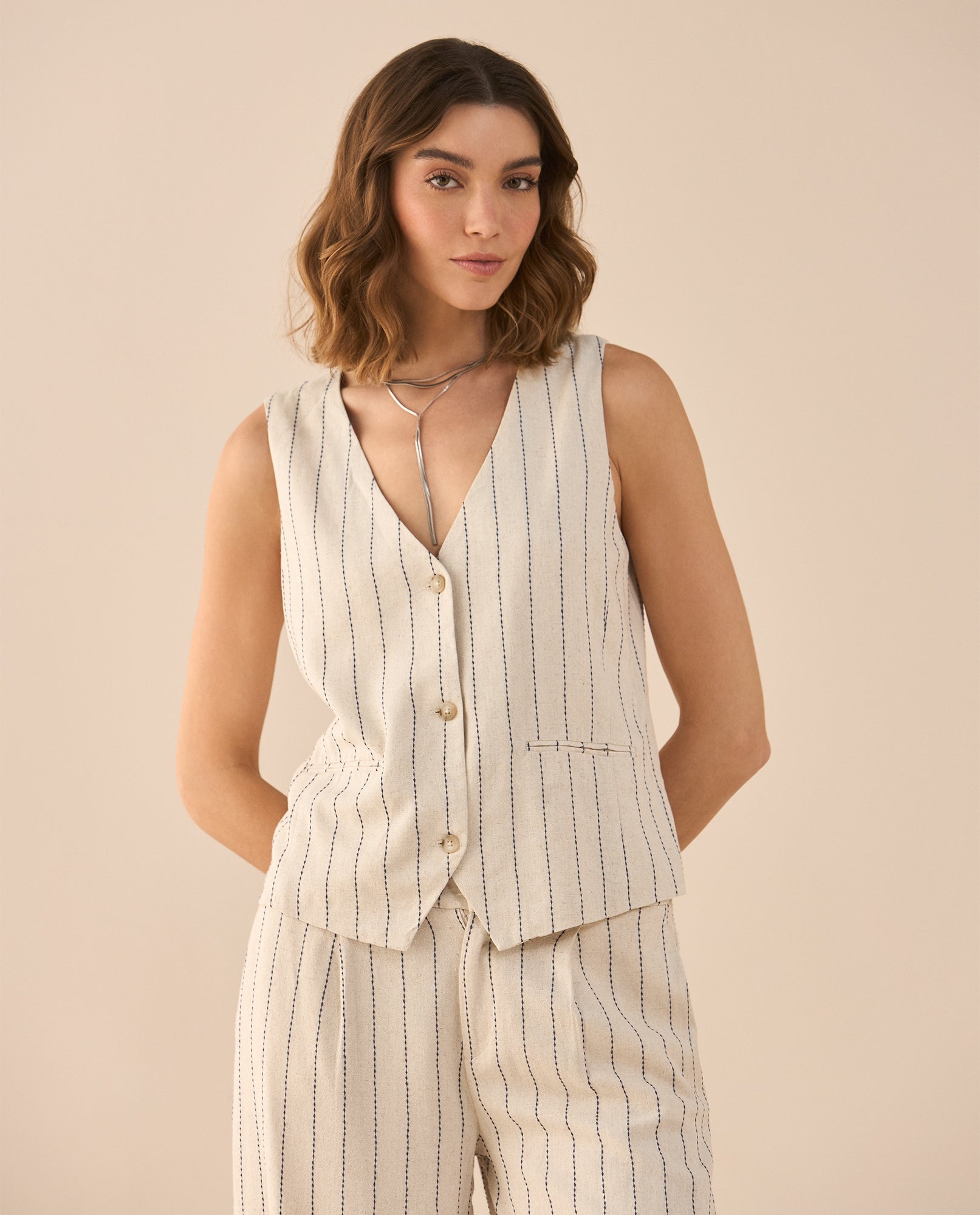 Camisa tipo chaleco para mujer - Blanco 34_611G016_BLA114202_6