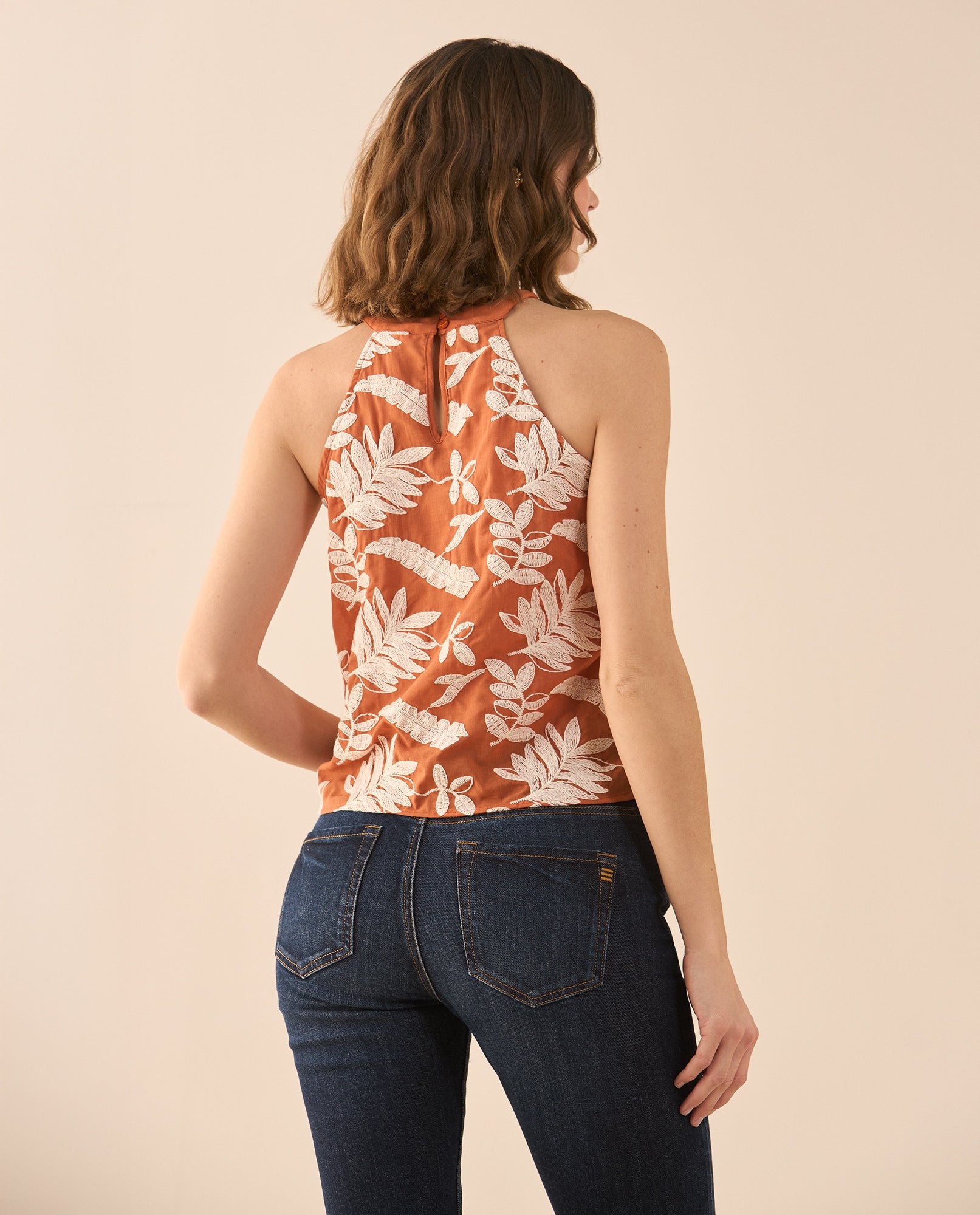 Camisa con detalles bordados para mujer - Naranja 34_611G019_NAR171347_4