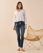 Camisa con escote en V para mujer - Beige