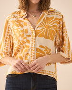 Camisa con estampado de flores para mujer - Crudo