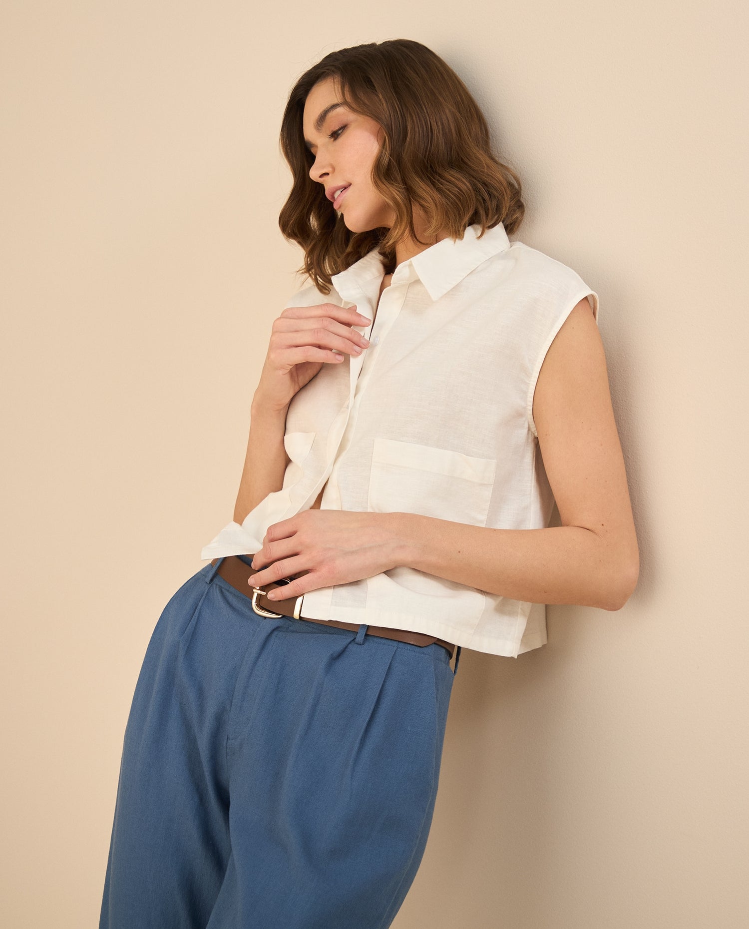 Camisa de largo pretinero para mujer - Blanco