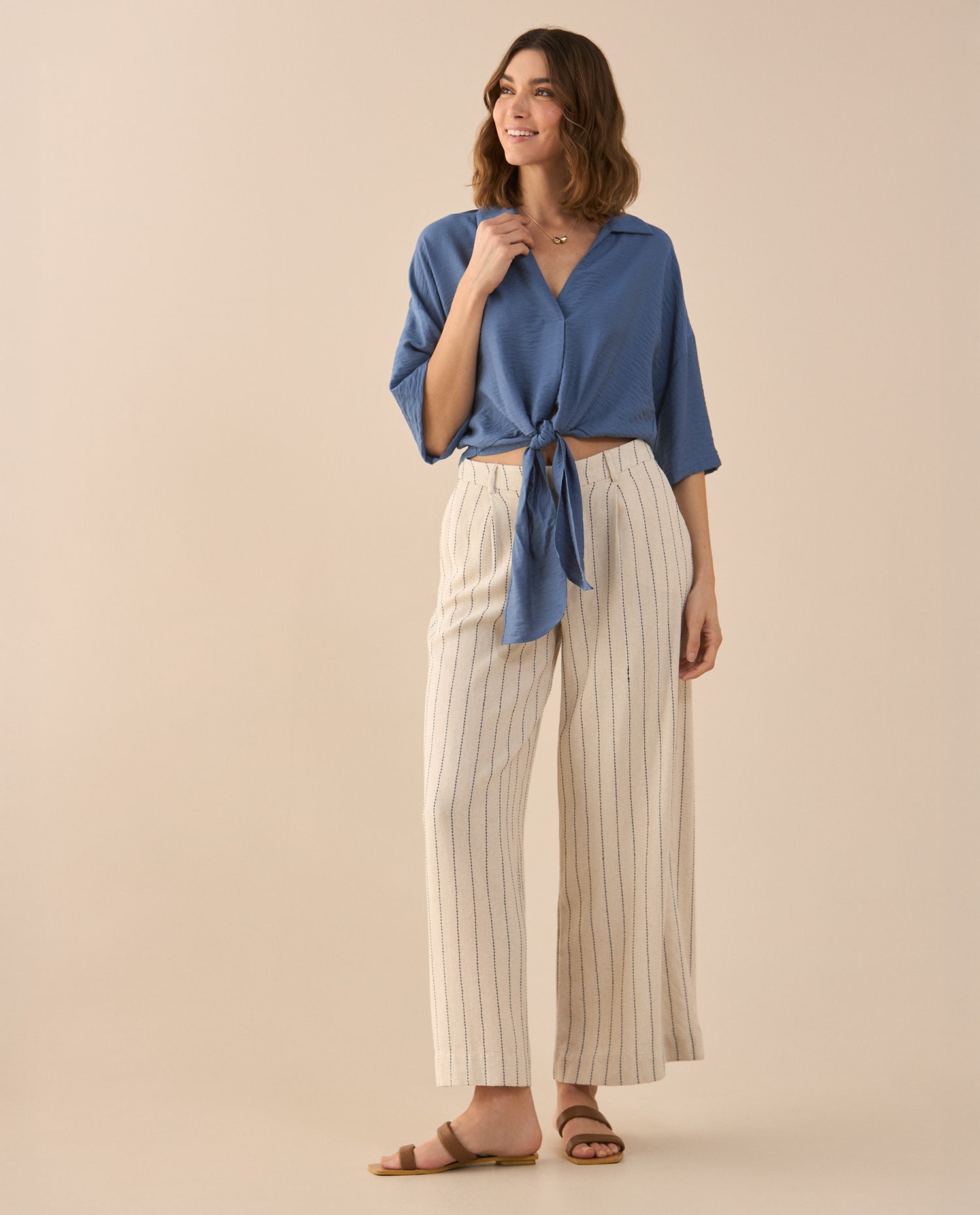 Camisa tipo bowling para mujer - Azul