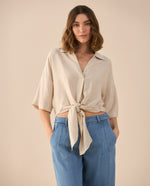 Camisa tipo bowling para mujer - Crudo