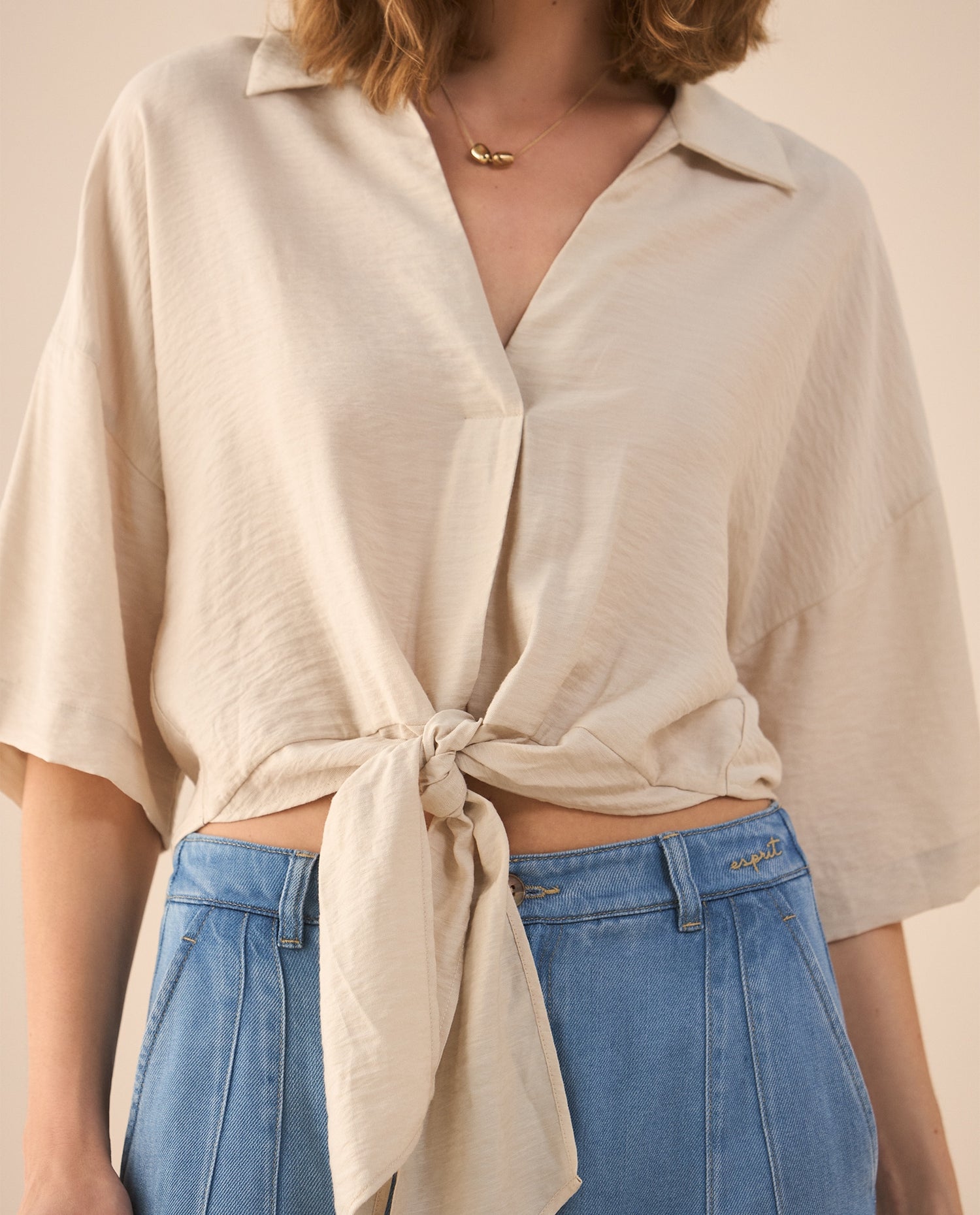 Camisa tipo bowling para mujer - Crudo