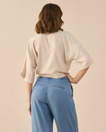 Camisa tipo bowling para mujer - Crudo