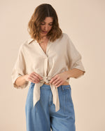 Camisa tipo bowling para mujer - Crudo