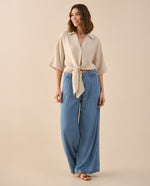 Camisa tipo bowling para mujer - Crudo
