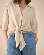 Camisa tipo bowling para mujer - Crudo