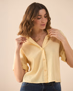 Camisa de manga corta para mujer - Amarillo
