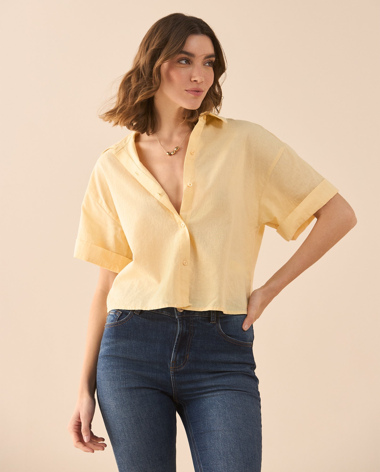 Camisa de manga corta para mujer - Amarillo 34_611G031_AMA130917_5