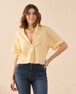 Camisa de manga corta para mujer - Amarillo