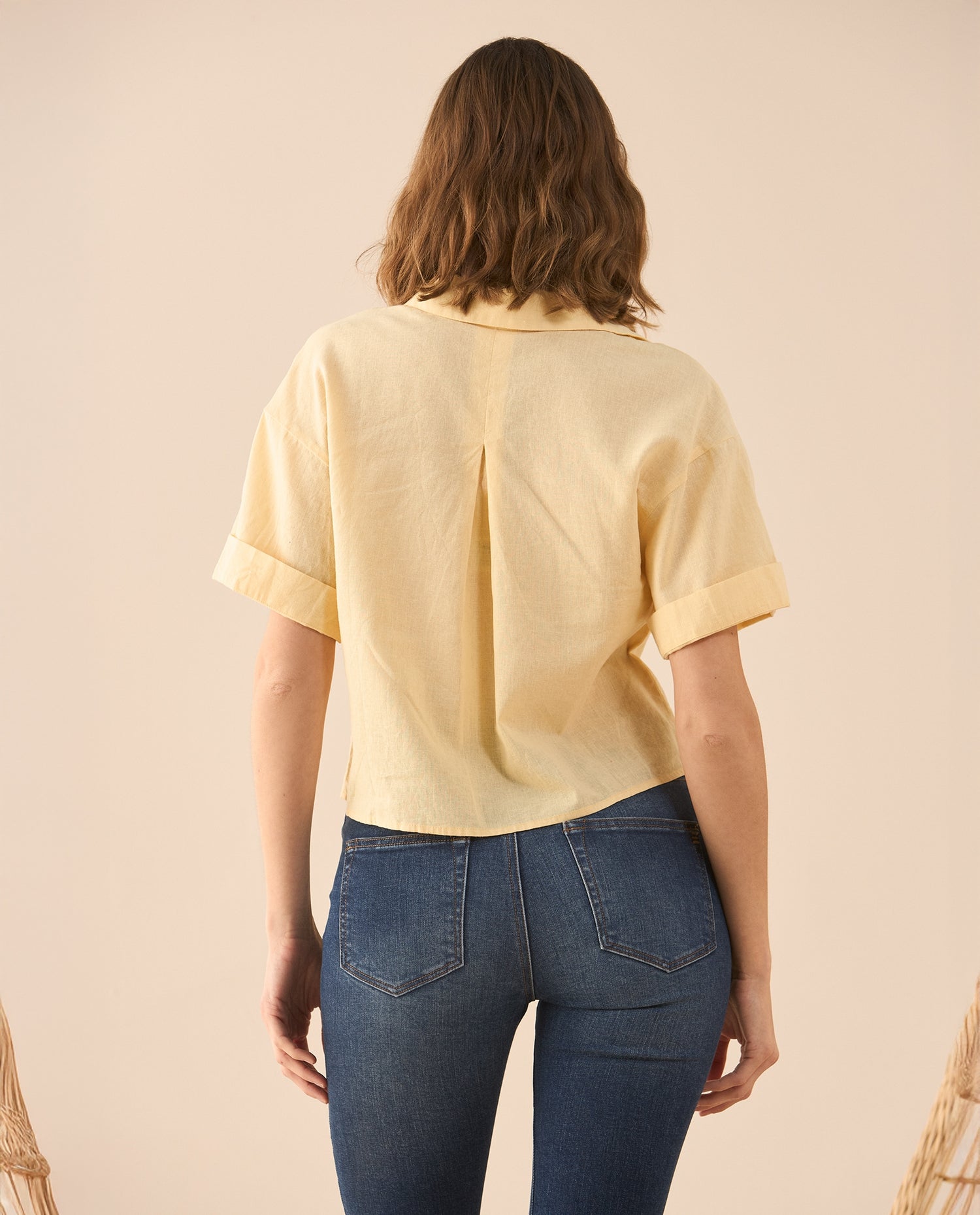 Camisa de manga corta para mujer - Amarillo