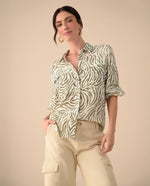 Camisa clásica estampada para mujer - Verde
