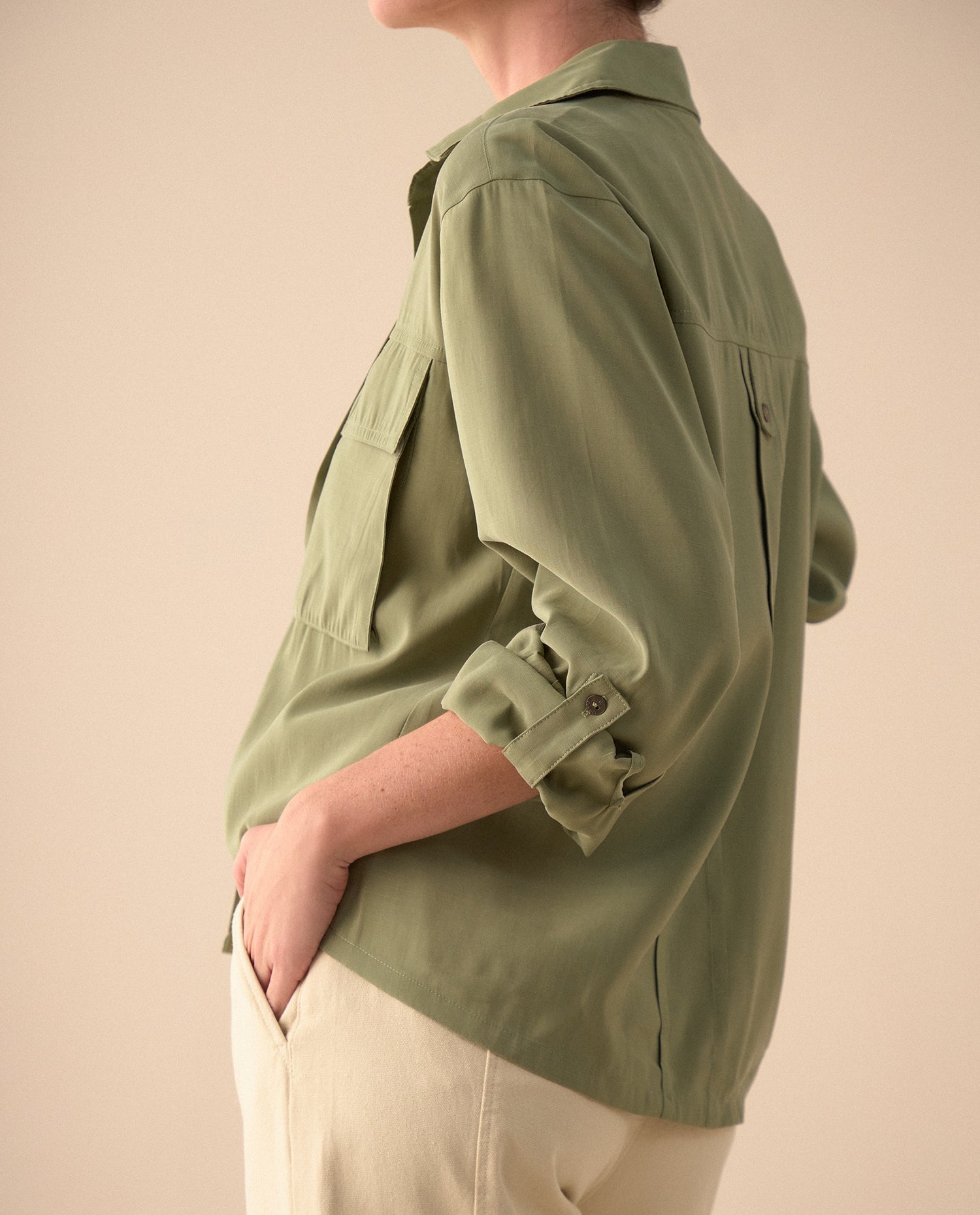 Camisa clásica manga larga para mujer - Verde