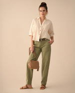 Camisa con mini escote en V para mujer - Amarillo