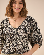 Camisa de escote en V para mujer - Negro