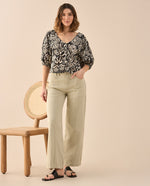 Camisa de escote en V para mujer - Negro